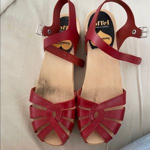 Swedish Hasbeens red clogs